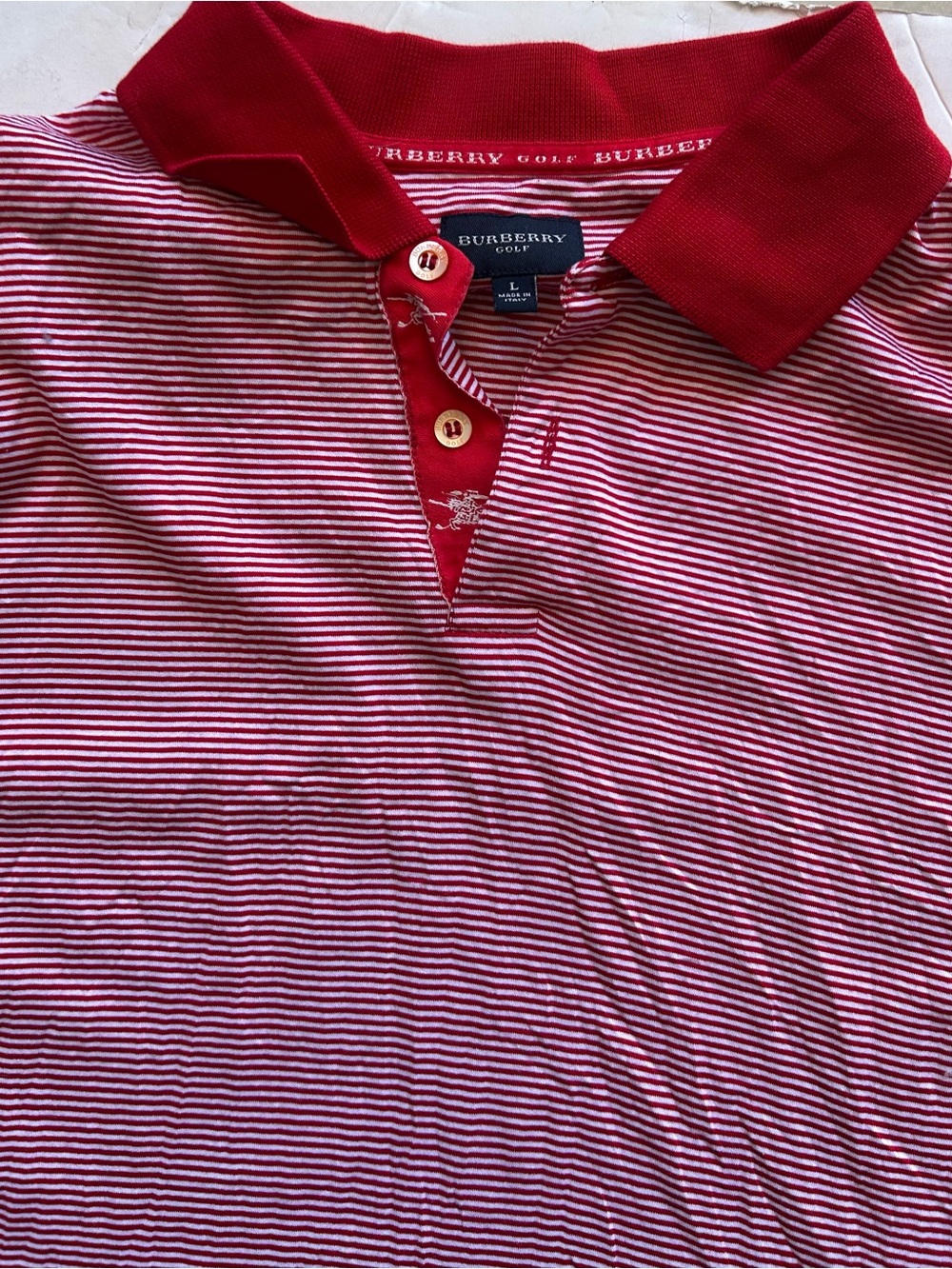 Burberry  Men’s Red Striped Polo Shirt